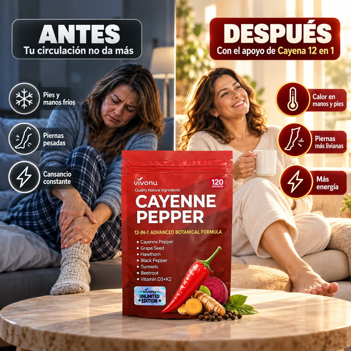 Pimienta de Cayena 12 en 1 - Activa tu Circulación y Cuida tu Corazón empieza a cuidate hoy