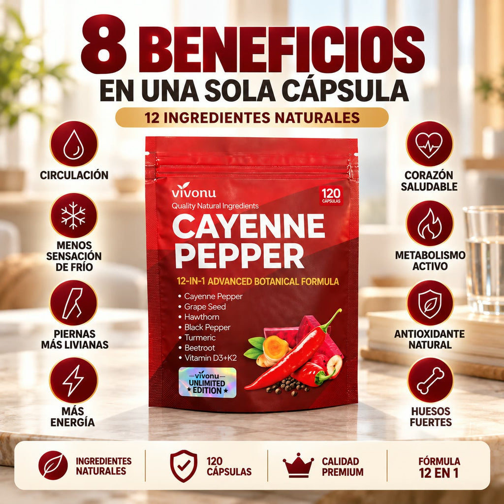 Pimienta de Cayena 12 en 1 - Activa tu Circulación y Cuida tu Corazón empieza a cuidate hoy