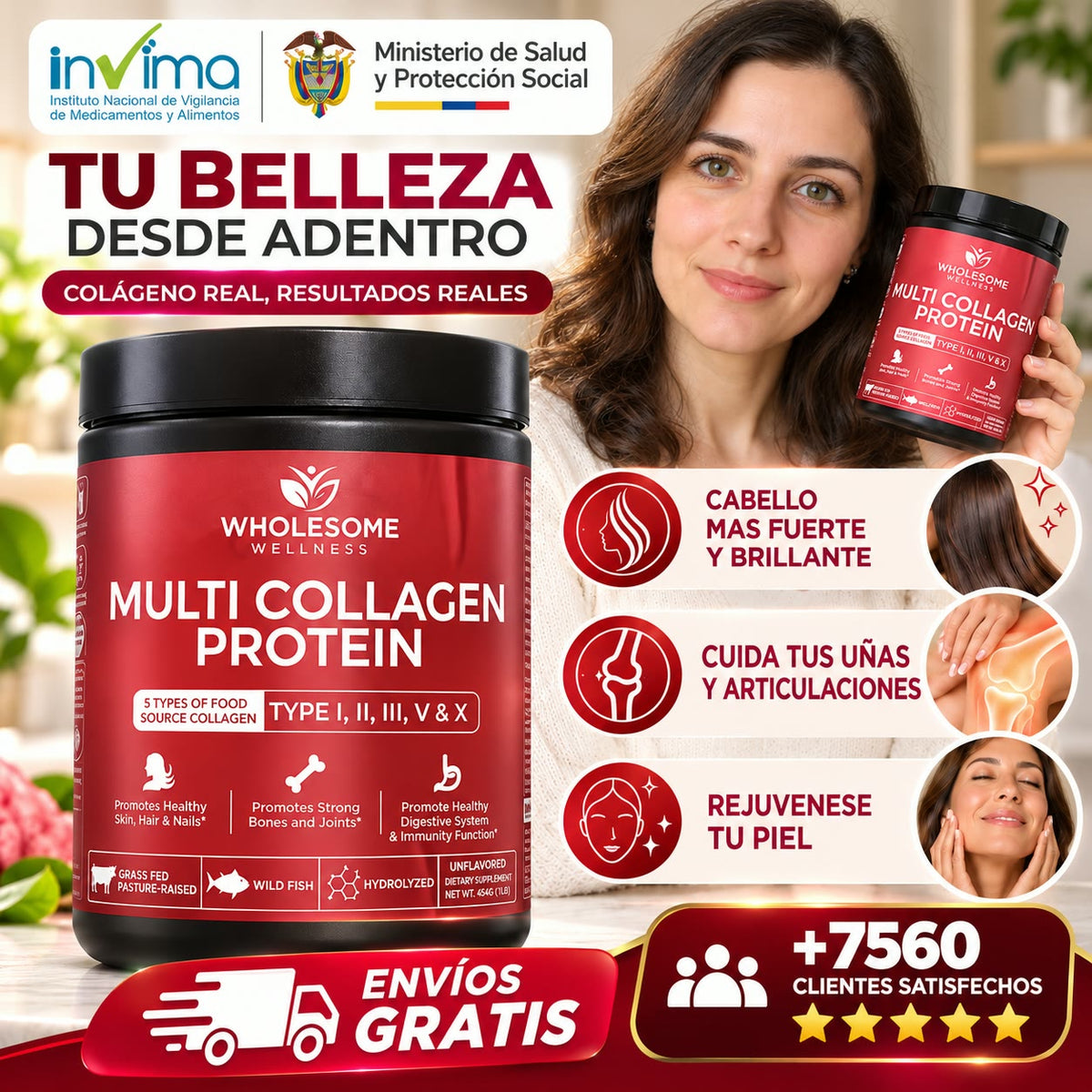 -MULTICOLLAGEN PROTEIN™  5 Tipos de Colágeno para Piel, Cabello, Uñas y Articulaciones, empieza hoy