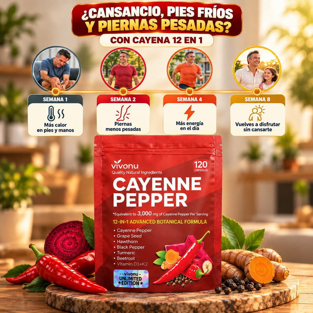Pimienta de Cayena 12 en 1 - Activa tu Circulación y Cuida tu Corazón empieza a cuidate hoy