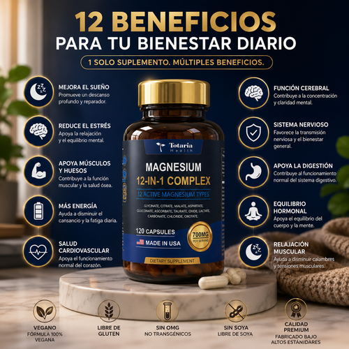 Magnesio 12 en 1 Totaria®   Relajación, Músculos y Corazón. empieza hoy!!