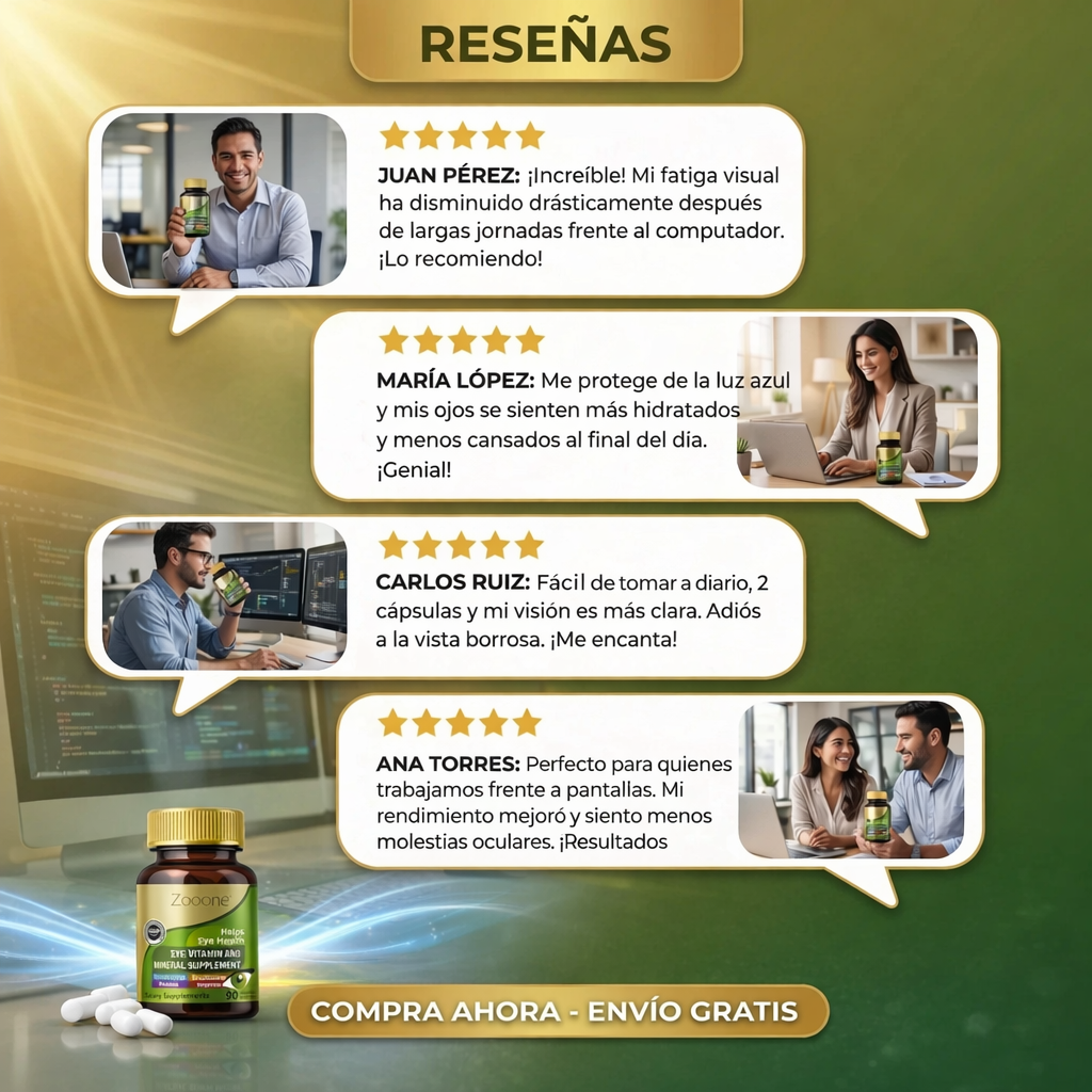 Zooone™ Protección Ocular Avanzada con Luteína, Zinc y Vitaminas C, no los descuides.