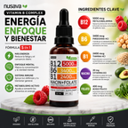 Nusava™ Vitamina B12 Complejo Líquido 5000 mcg Energía y enfoque rapido
