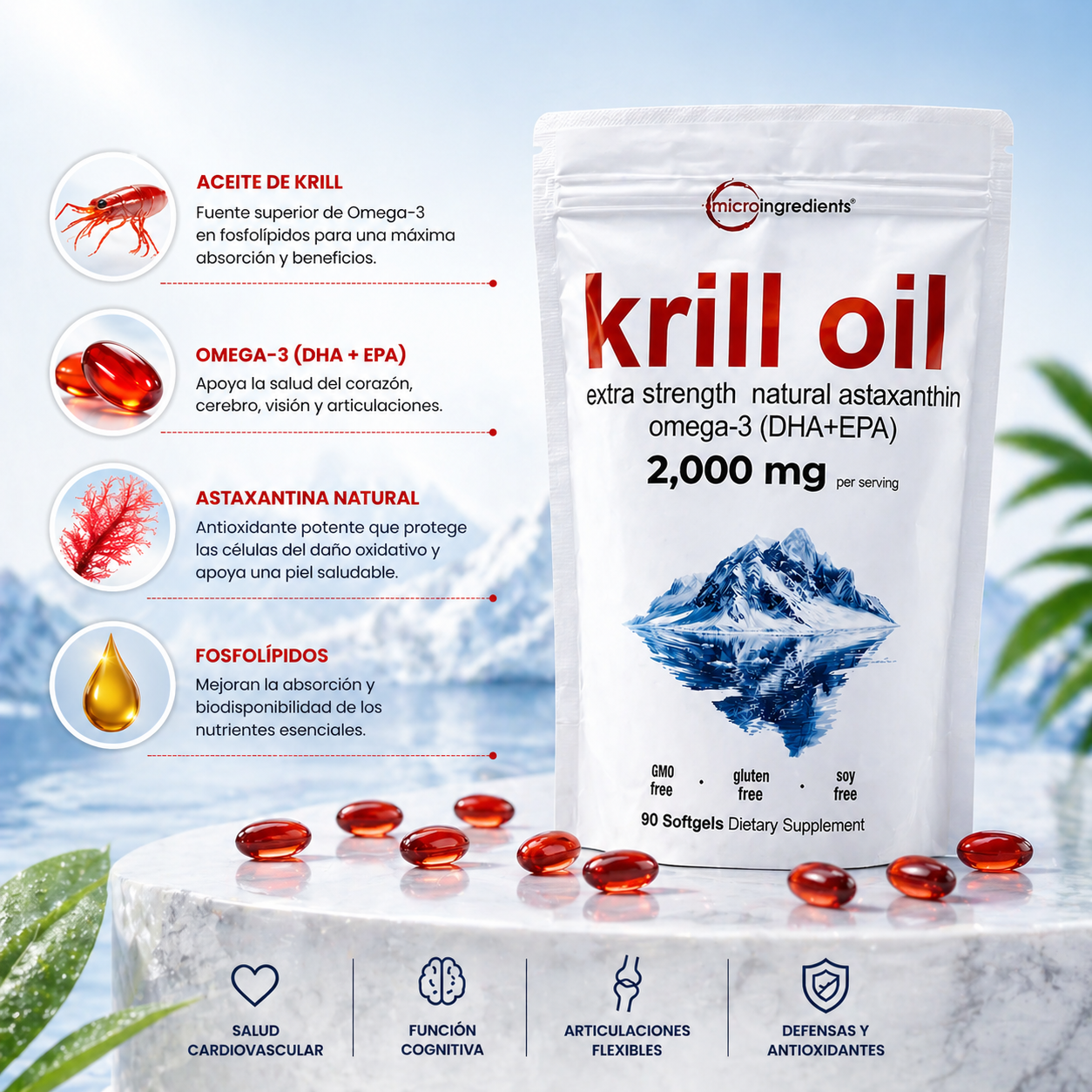 Krill Oil 2000mg® Salud Cardiovascular, Mental y Articular