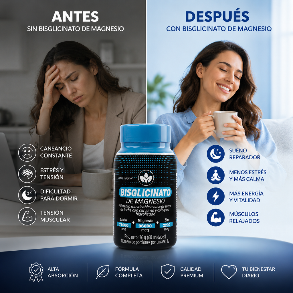 Bisglicinato de Magnesio  Alta Absorción, Sueño y Relajación, empieza hoy mismo