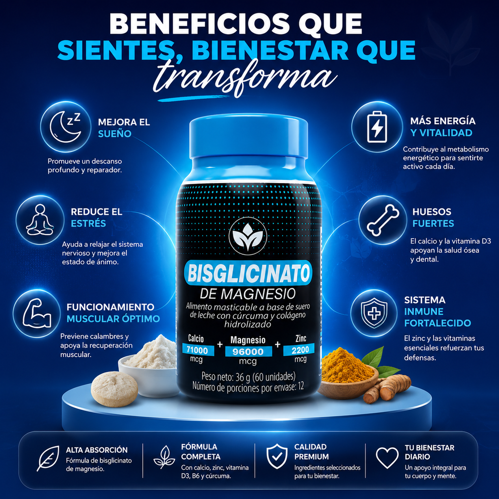 Bisglicinato de Magnesio  Alta Absorción, Sueño y Relajación, empieza hoy mismo