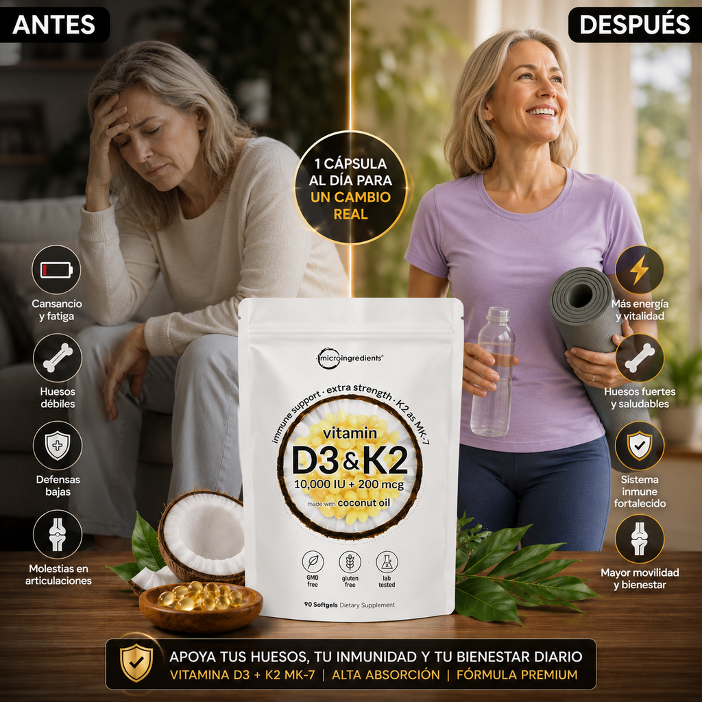 Vitamina D3 + K2 MK-7™ | Huesos, Inmunidad y Corazón, empieza hoy mismo