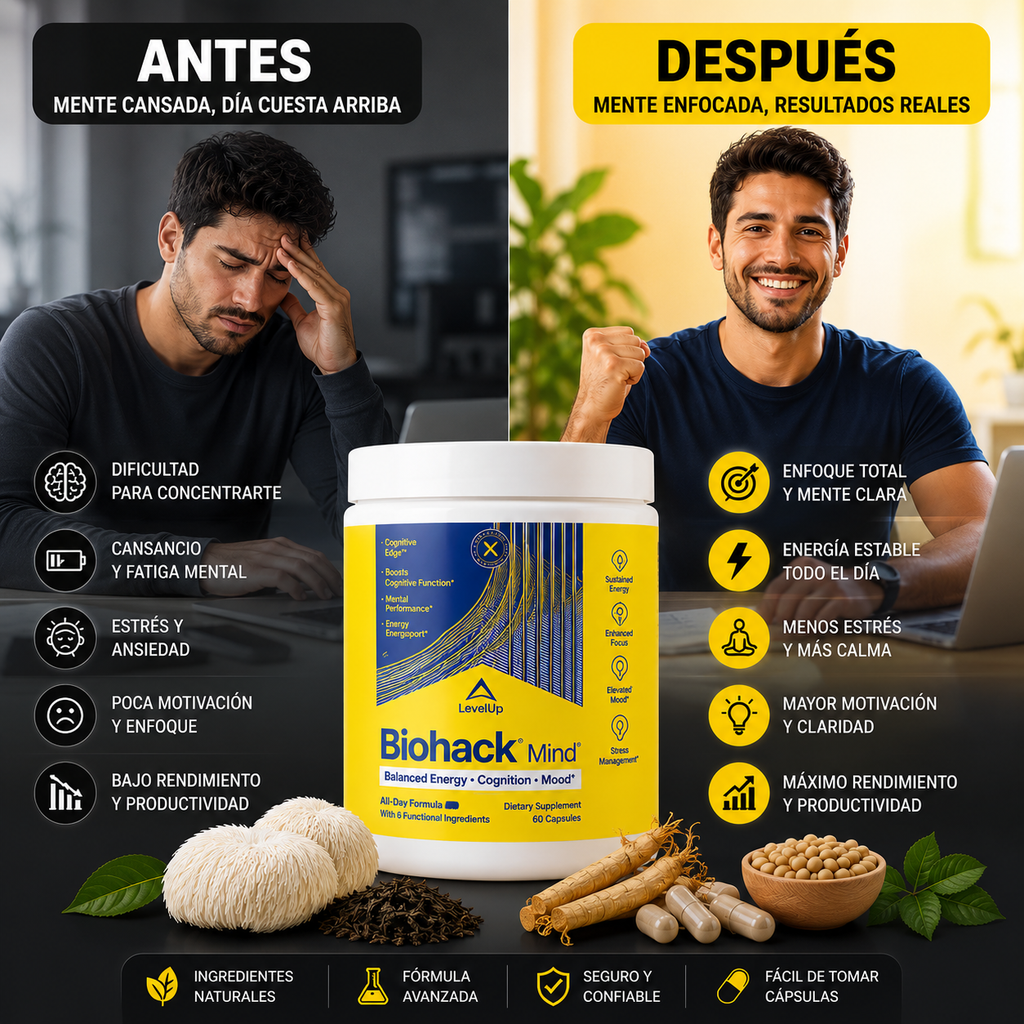 LevelUp Biohack Mind™ – Potencia tu mente: energía, memoria y enfoque