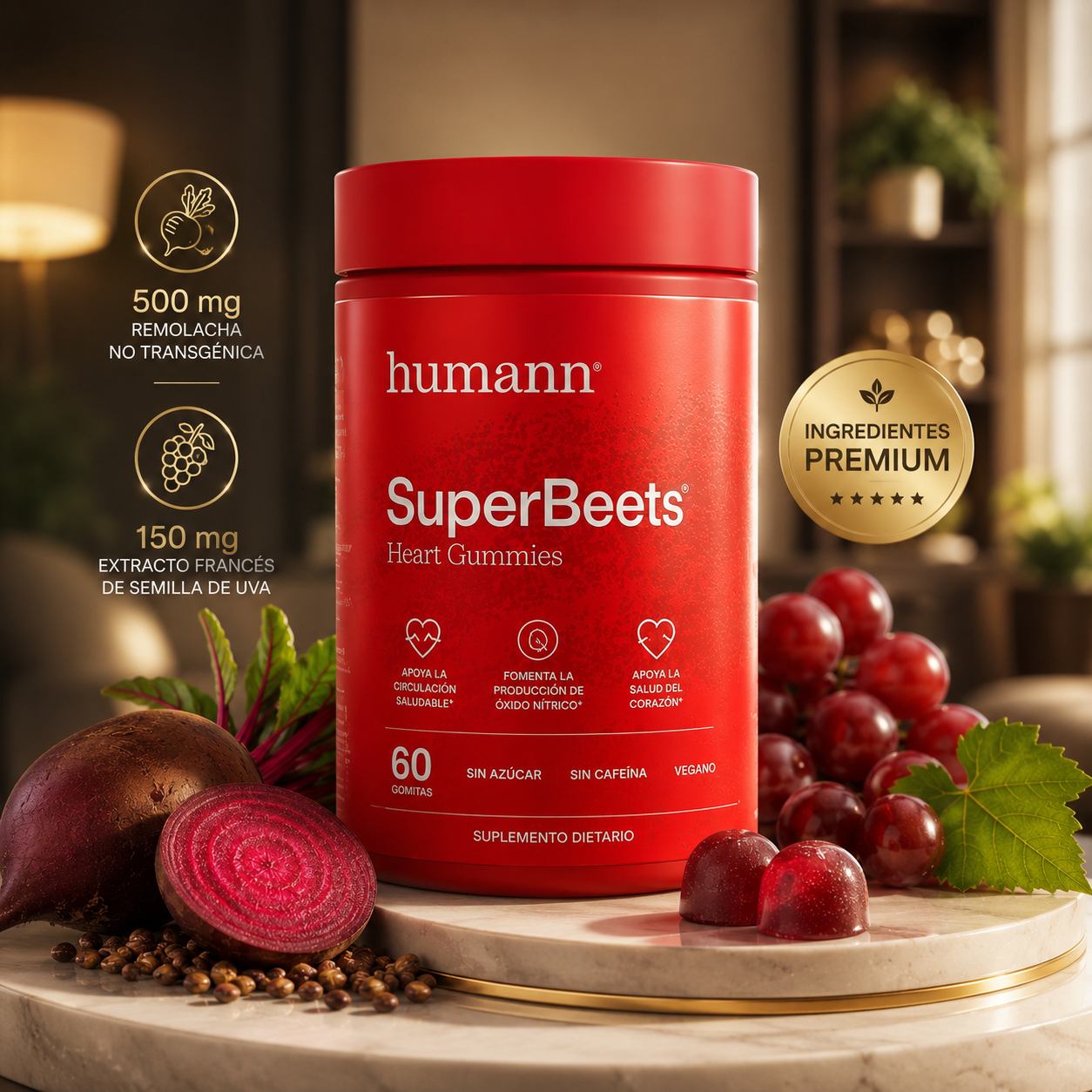 HumanN® SuperBeets® Heart Gummies | Circulación, Presión Arterial y Salud del Corazón