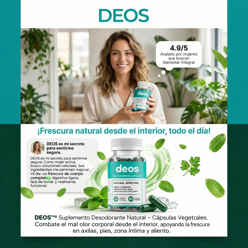 DEOS™® – El Desodorante Interno Natural que Elimina el Olor Corporal desde Dentro