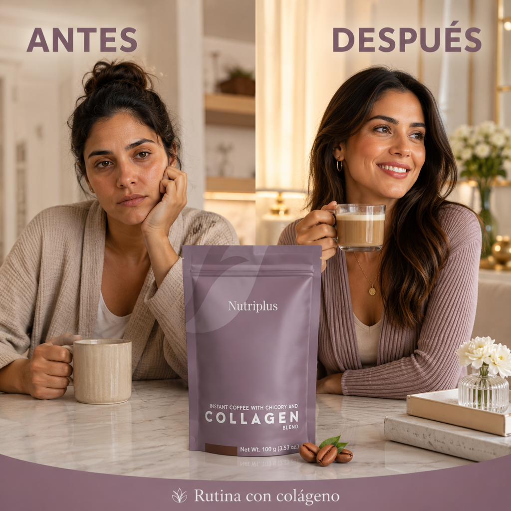 Collagen Nutriplus™ Café con Colágeno delicioso, apoya tu brillo y bienestar articular todo en uno.