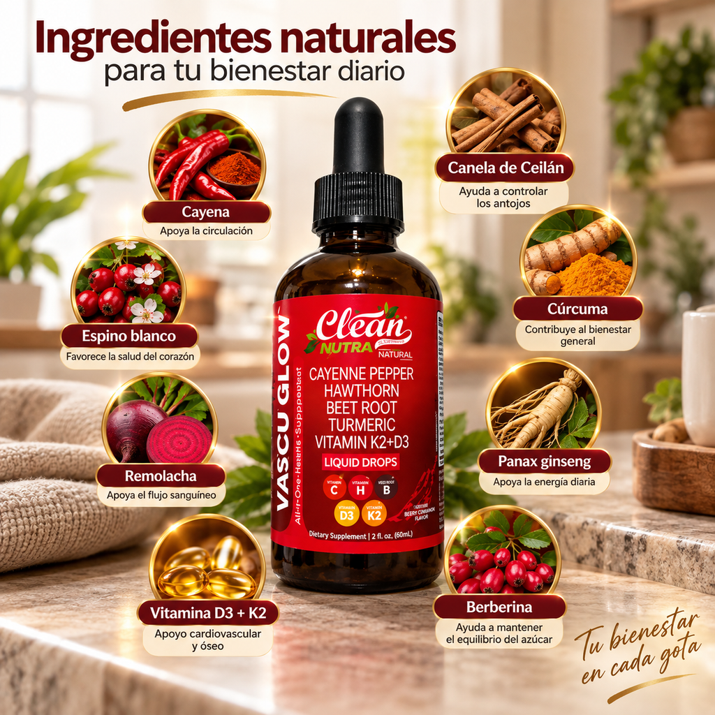 -VASCU GLOW  Mejora tu Circulación y favorece control del azucar en sangre, empieza hoy