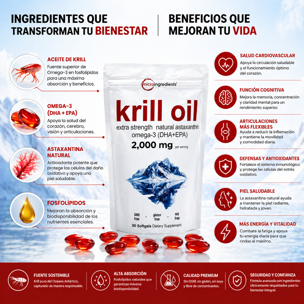 Krill Oil 2000mg® Salud Cardiovascular, Mental y Articular