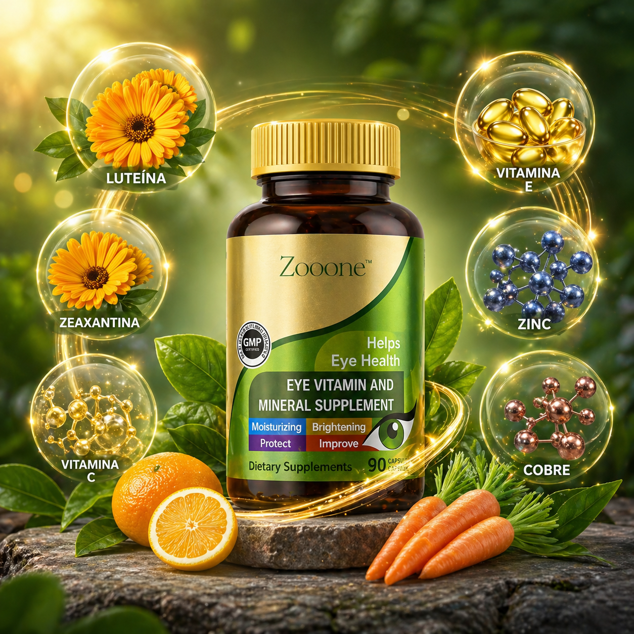 Zooone™ Protección Ocular Avanzada con Luteína, Zinc y Vitaminas C, no los descuides.
