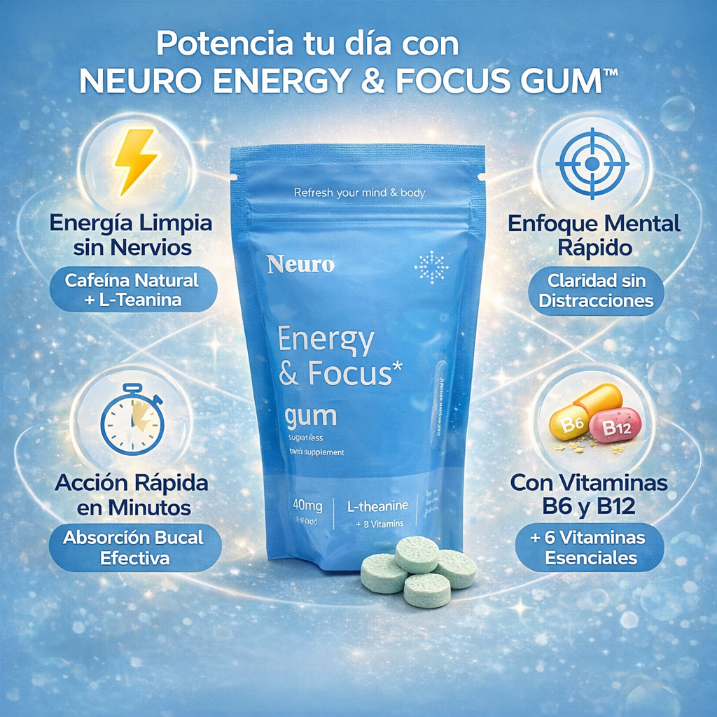 Neuro Energy & Focus Gum Duo™  Energía y Enfoque rapido en una pastilla nootropica, empieza hoy mismo