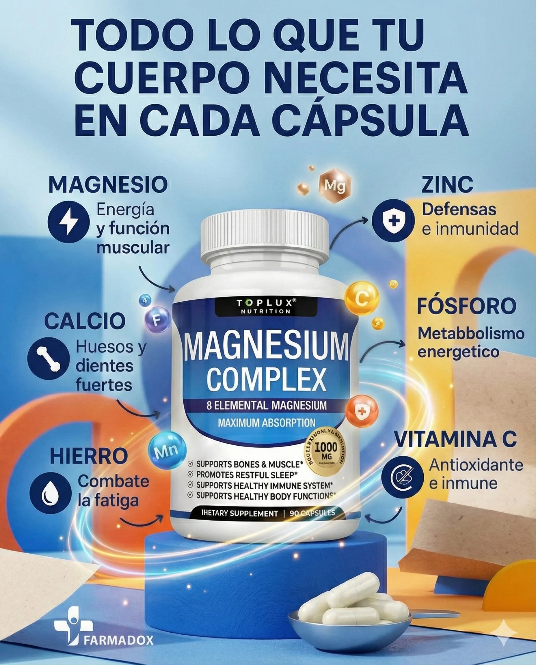 Complejo de Magnesio para Dormir Mejor, Relajar Músculos y Reducir Estrés