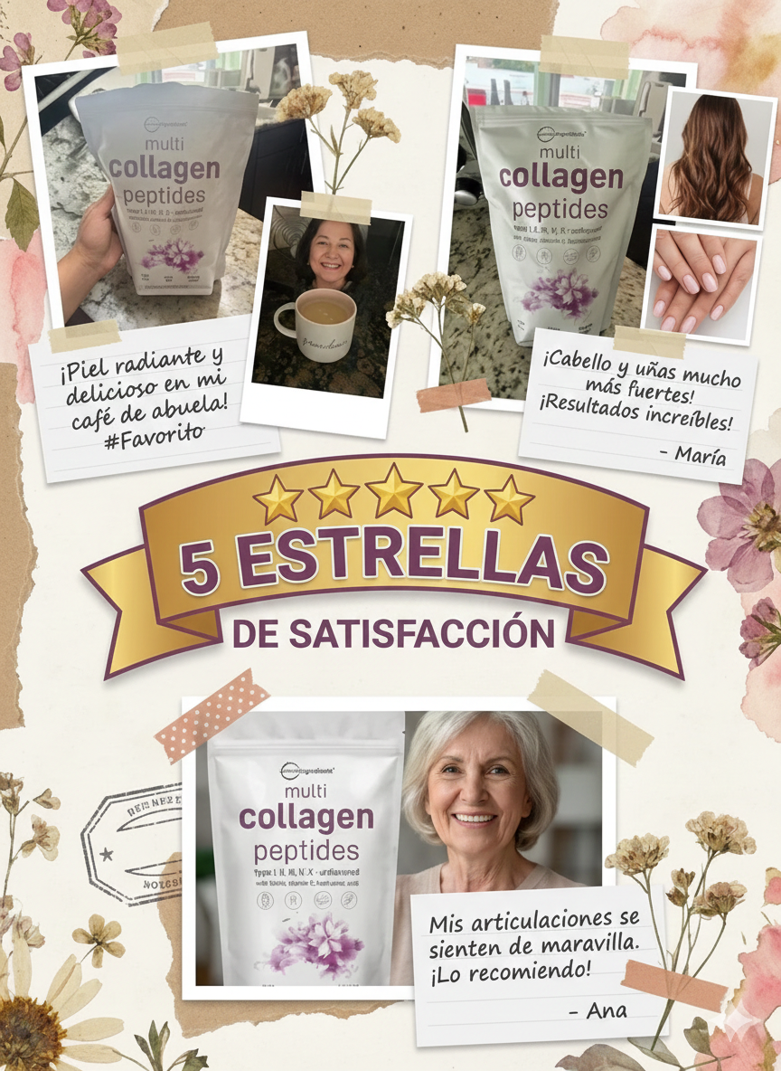 Multicolageno de Péptidos Microingredients® 1lb  Mezcla Avanzada de 5 Colágenos, Biotina, Vitamina C y Ácido Hialurónico