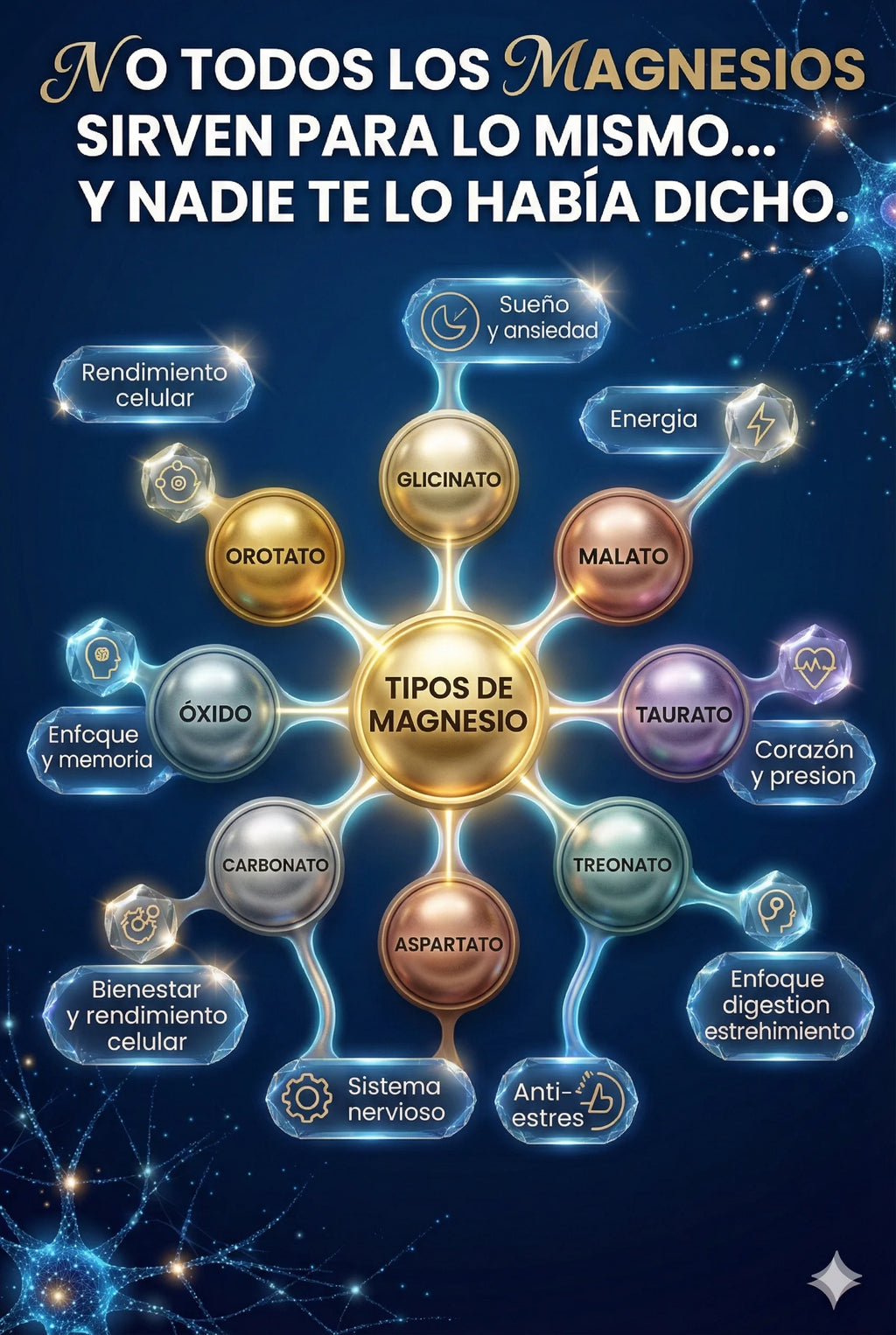 Complejo de Magnesio para Dormir Mejor, Relajar Músculos y Reducir Estrés