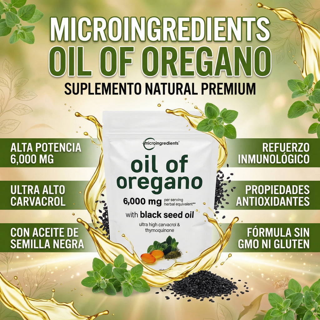 Oil of Oregano  Microingredients® Fórmula 2 en 1 y Defensa Antioxidante para el cuerpo, protejelo desde hoy, 90 Soft Capsulas