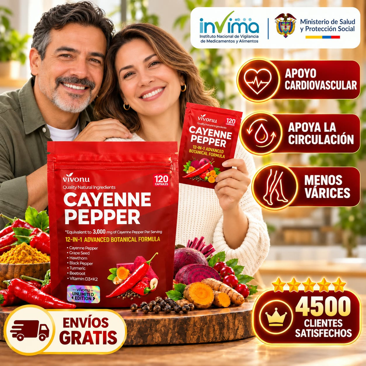 -Pimienta de Cayena 12 en 1 - Activa tu Circulación y Cuida tu Corazón empieza a cuidarte hoy