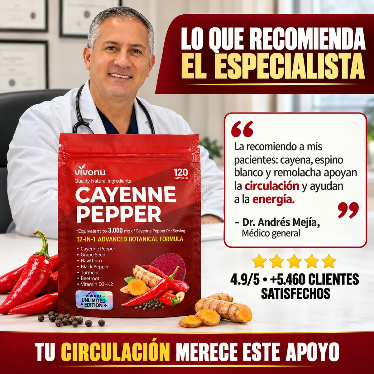 -Pimienta de Cayena 12 en 1 - Activa tu Circulación y Cuida tu Corazón empieza a cuidarte hoy