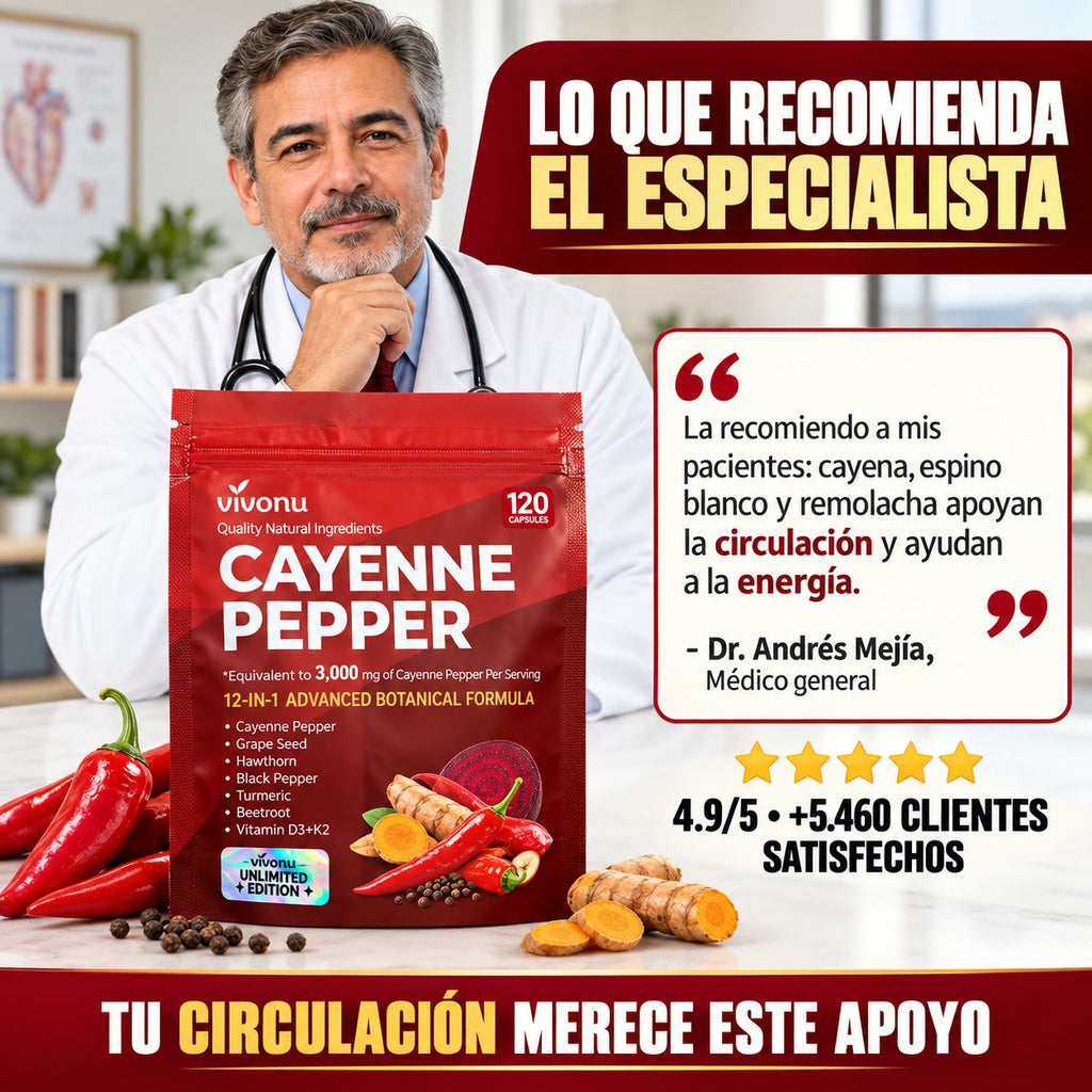 Pimienta de Cayena 12 en 1 - Activa tu Circulación y Cuida tu Corazón empieza a cuidate hoy