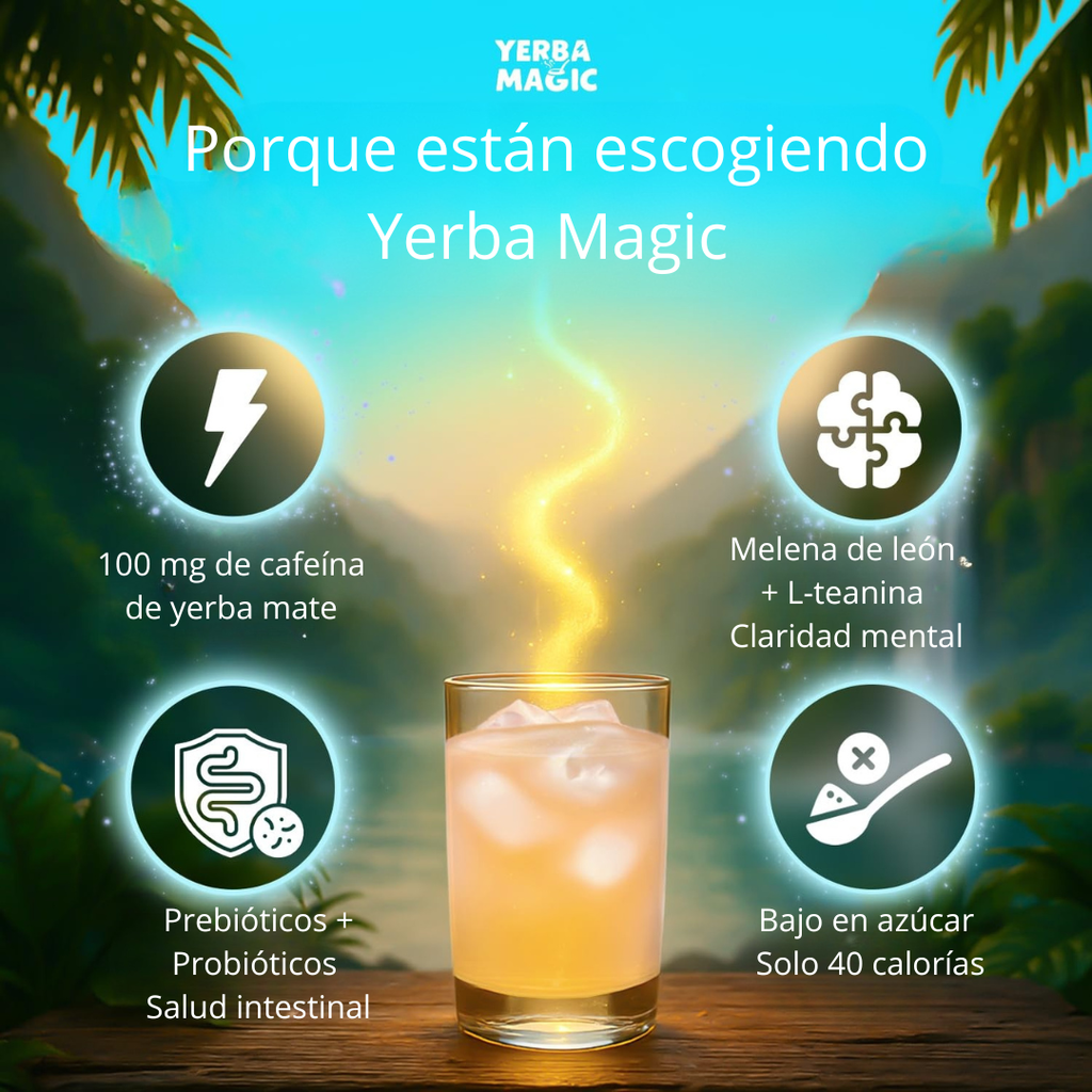 Yerba Magic Peach Mango Brainista™ Fórmula Natural para Mejorar la Digestión y Reducir la Hinchazón