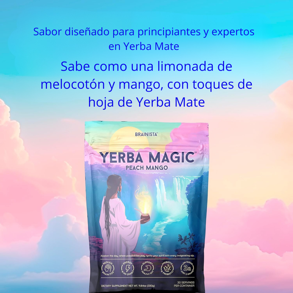 Yerba Magic Peach Mango Brainista™ Fórmula Natural para Mejorar la Digestión y Reducir la Hinchazón