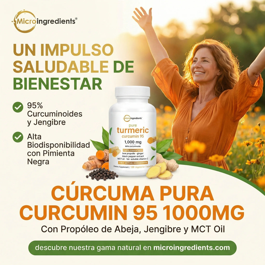 Turmeric Curcumin 95% de MicroIngredients® 120 Capsulas, Bienestar Articular con Máxima Absorción