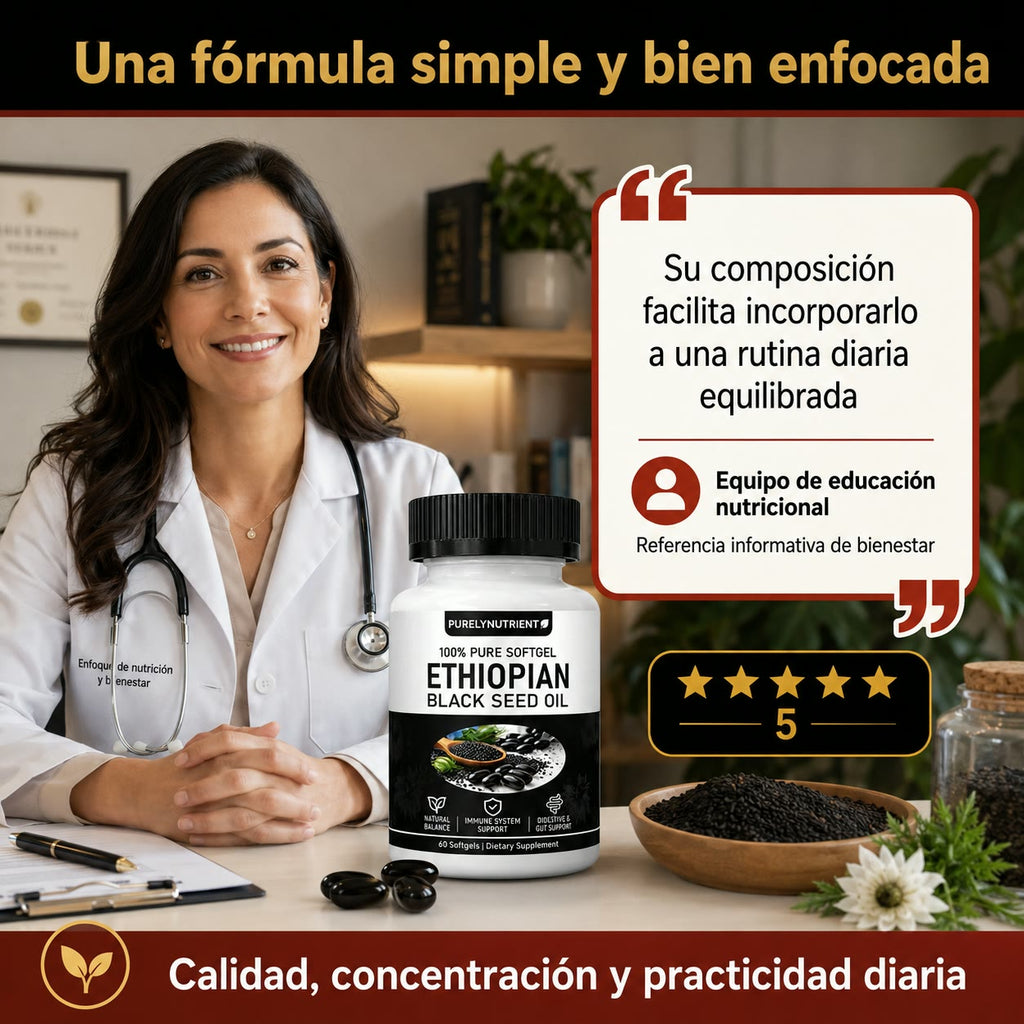 Aceite de Semilla Negra Etíope 100% Puro - Apoyo Inmunológico, Digestivo y Equilibrio Natural - Empieza hoy !!
