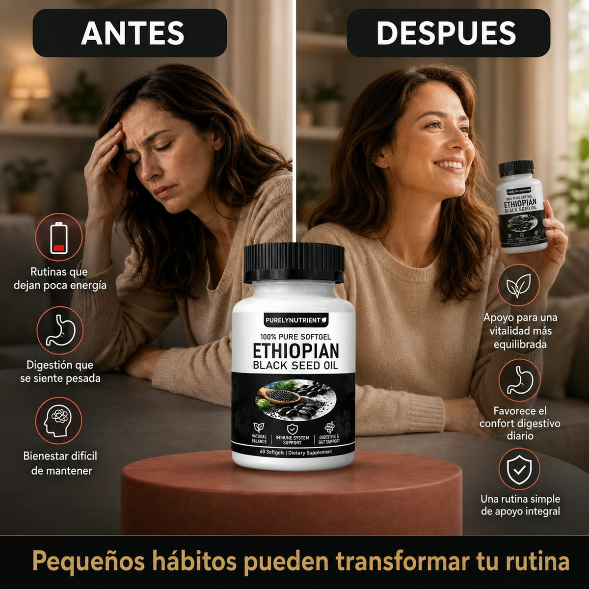 Aceite de Semilla Negra Etíope 100% Puro - Apoyo Inmunológico, Digestivo y Equilibrio Natural - Empieza hoy !!