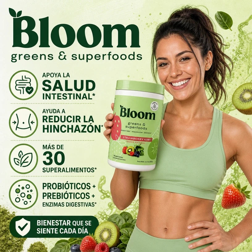 Bloom Nutrition® Greens & Superfoods™ Apoya la Salud Intestinal, la Digestión y Ayuda a Reducir la Hinchazón