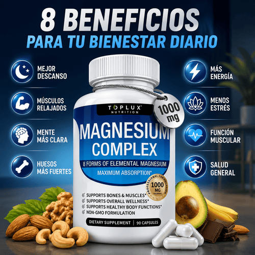 Complejo de Magnesio para Dormir Mejor, Relajar Músculos y Reducir Estrés