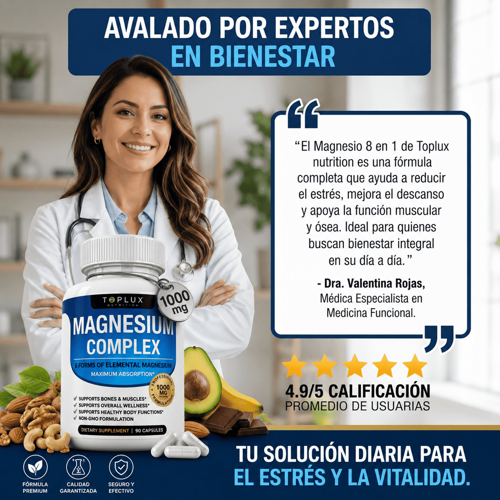 Complejo de Magnesio para Dormir Mejor, Relajar Músculos y Reducir Estrés