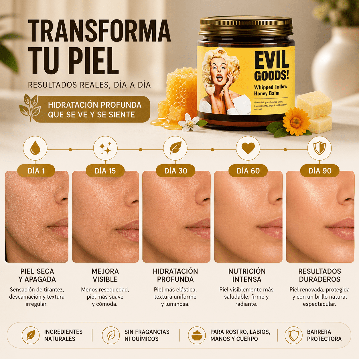 EVIL GOODS™ Bálsamo Batido de Sebo y Miel – Hidratación y Nutrición Profunda, empieza hoy!!