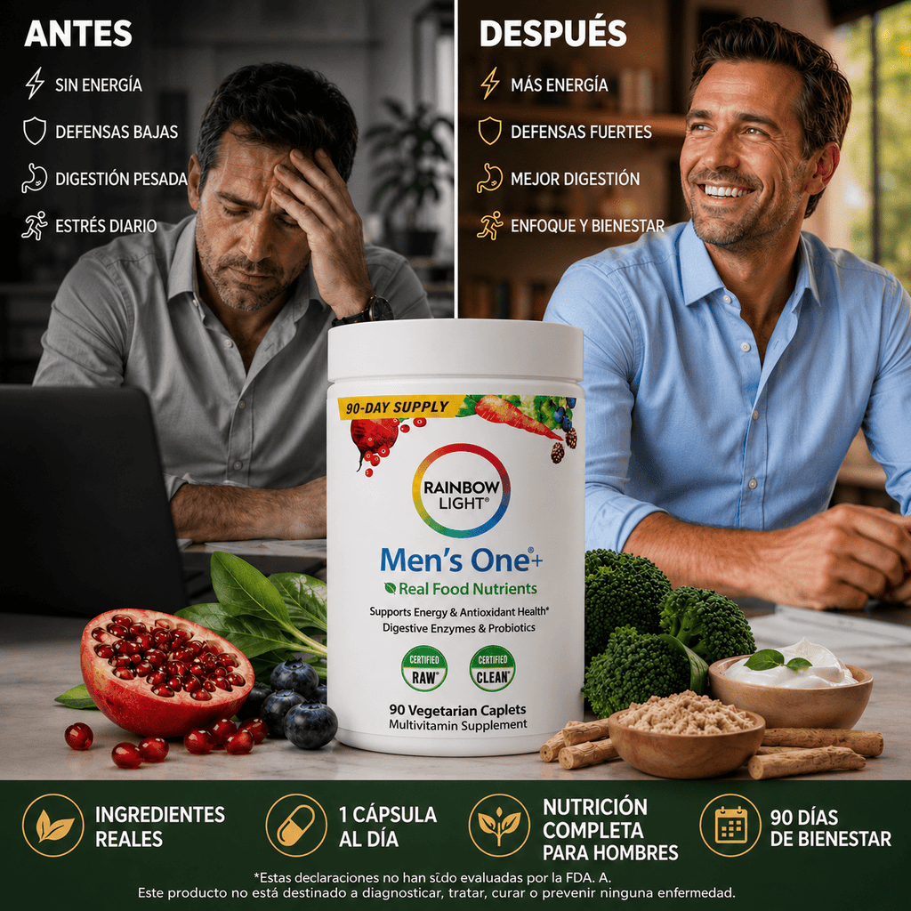 Multivitamínico Rainbow Light®  Recupera Energía, Inmunidad y Salud Digestiva,  empieza a cuidarte hoy.