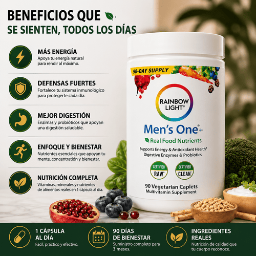 Multivitamínico Rainbow Light®  Recupera Energía, Inmunidad y Salud Digestiva,  empieza a cuidarte hoy.