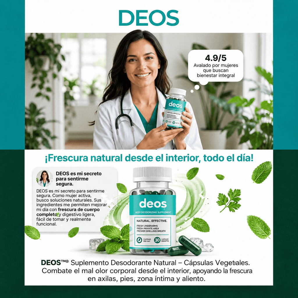 DEOS™® – El Desodorante Interno Natural que Elimina el Olor Corporal desde Dentro, recupera tu confianza hoy