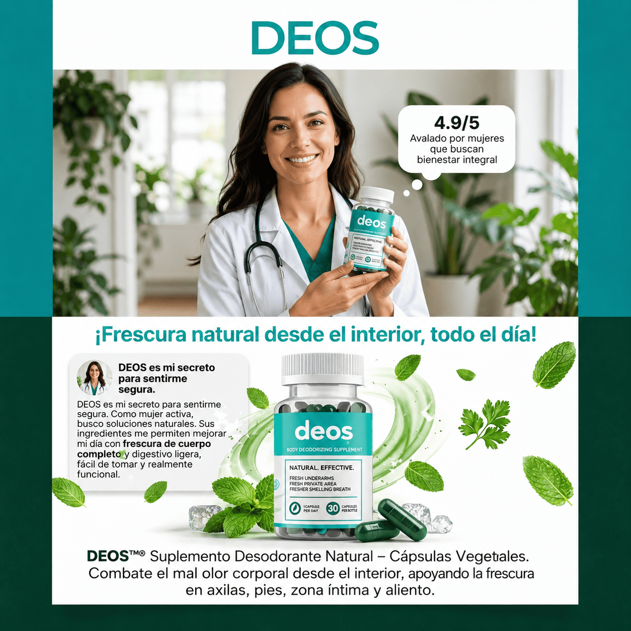 DEOS™® – El Desodorante Interno Natural que Elimina el Olor Corporal desde Dentro, recupera tu confianza hoy