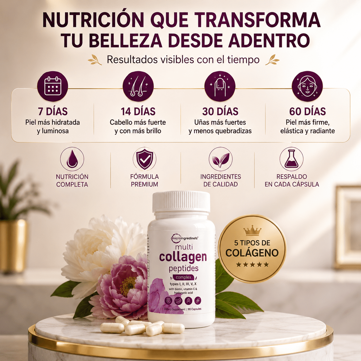 Multi Colágeno™ MicroIngredients®   Mejora Piel, Cabello, Uñas y Articulaciones, Empieza hoy.