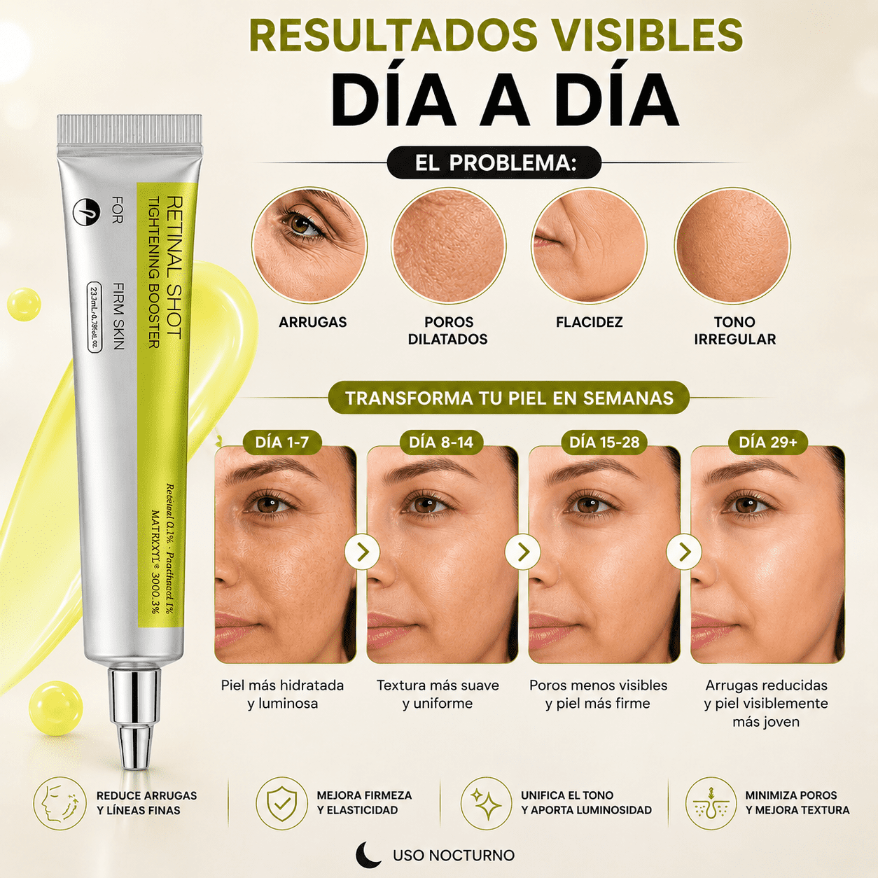 Retinal Shot Tightening Booster: Reafirma e ilumina tu Piel al Instante