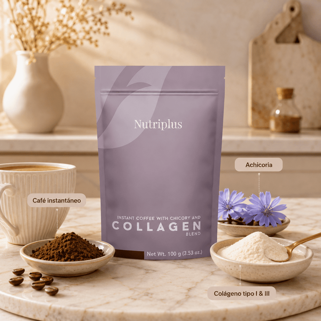 Collagen Nutriplus™ Café con Colágeno delicioso, apoya tu brillo y bienestar articular todo en uno.