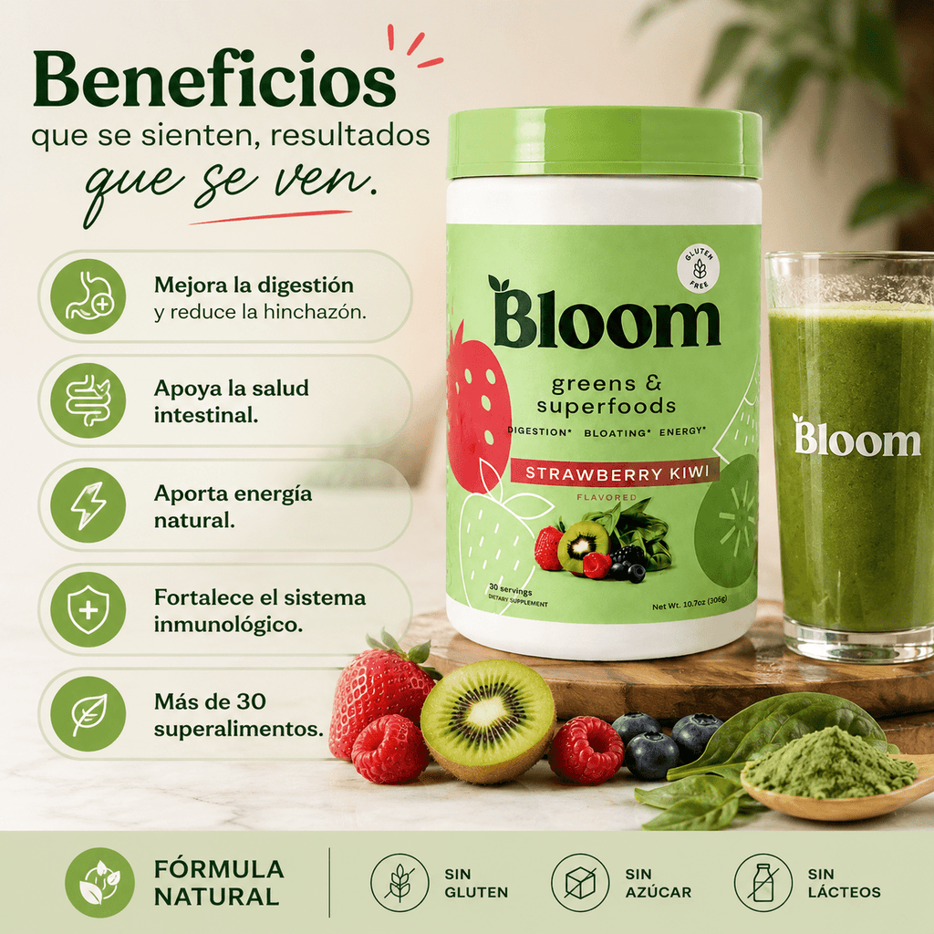 Bloom Nutrition® Greens & Superfoods™ Apoya la Salud Intestinal, la Digestión y Ayuda a Reducir la Hinchazón
