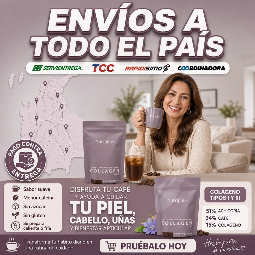 Collagen Nutriplus™ Café con Colágeno delicioso, apoya tu brillo y bienestar articular todo en uno.