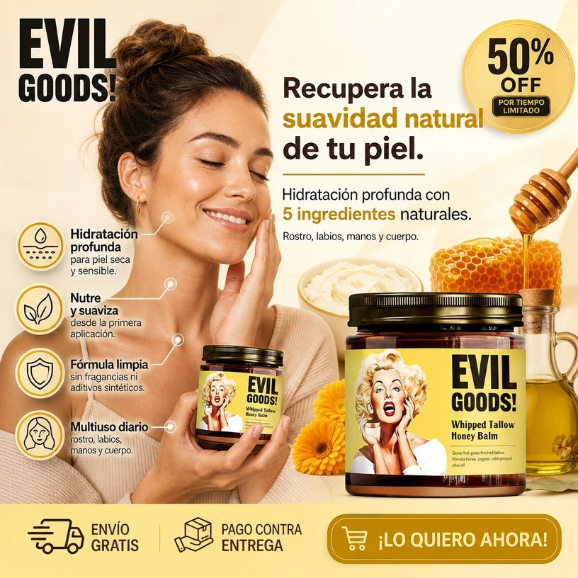 EVIL GOODS™ Bálsamo Batido de Sebo y Miel – Hidratación y Nutrición Profunda, empieza hoy!!