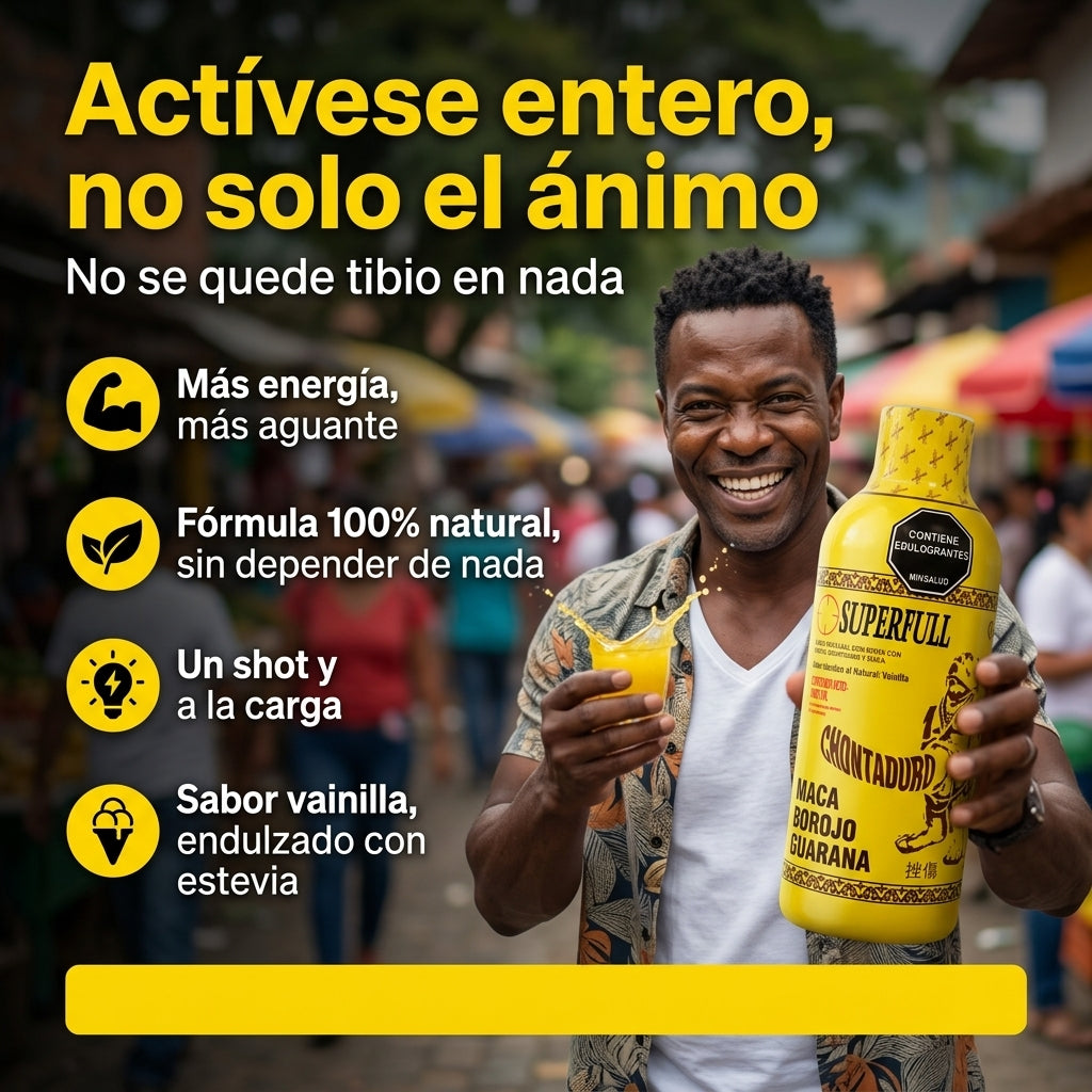 SUPERFULL Chontaduro 1000 ml - Energía, Vigor y Vitalidad con Maca, Borojó y Guaraná - Registro INVIMA