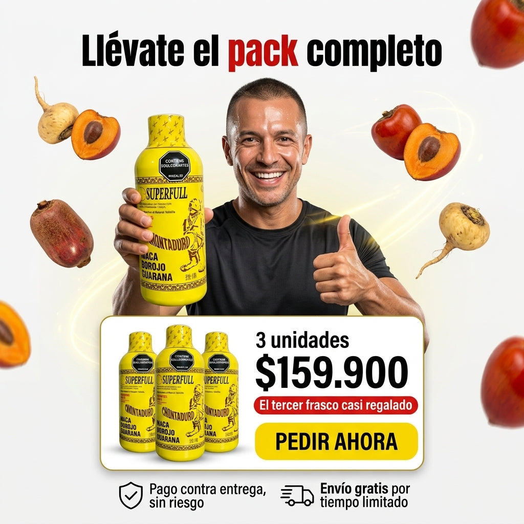 SUPERFULL Chontaduro 1000 ml - Energía, Vigor y Vitalidad con Maca, Borojó y Guaraná - Registro INVIMA