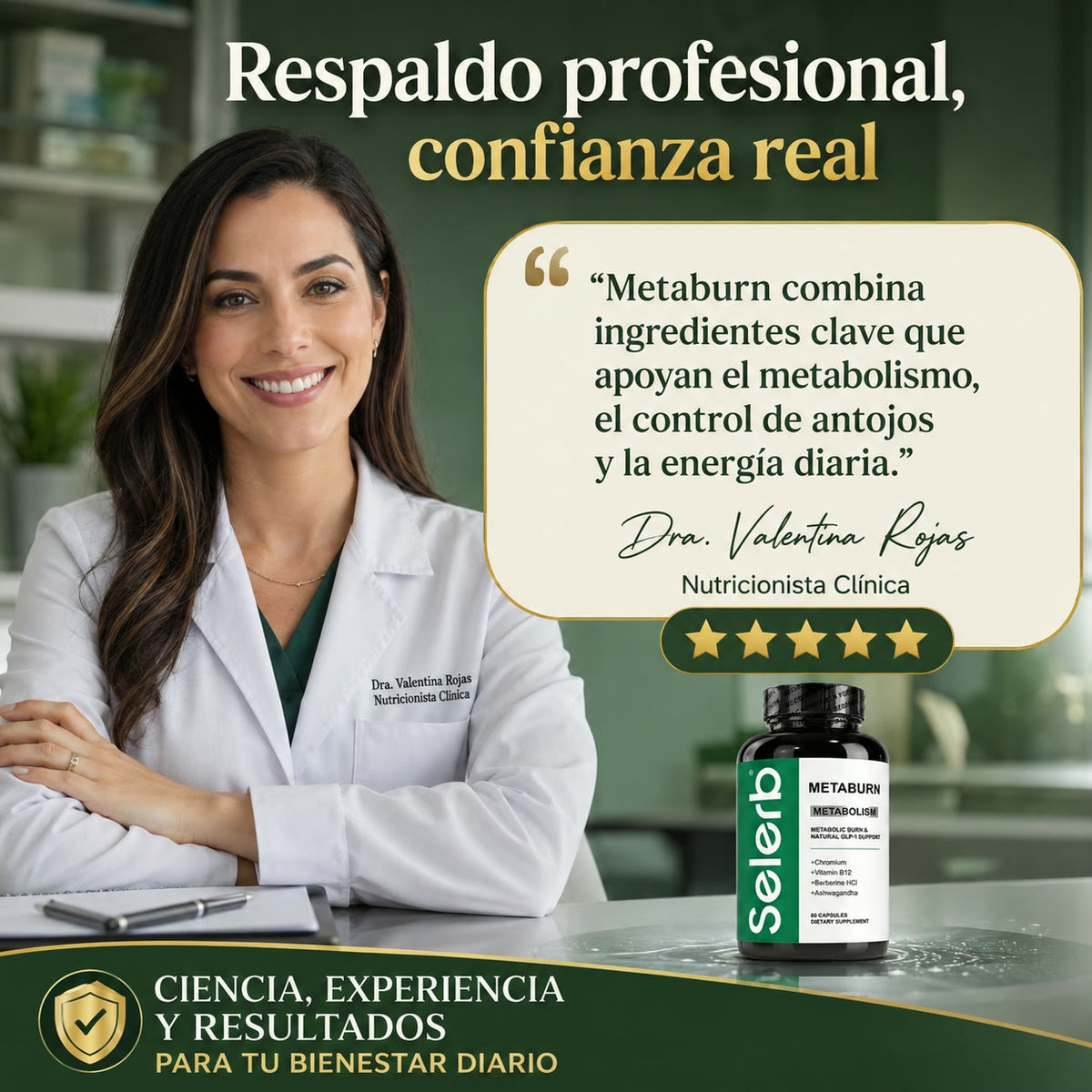 SELERB METABURN - Apoyo para tu Metabolismo, Digestión y Energía Diaria que te Ayuda a Adelgazar - 60 Cápsulas