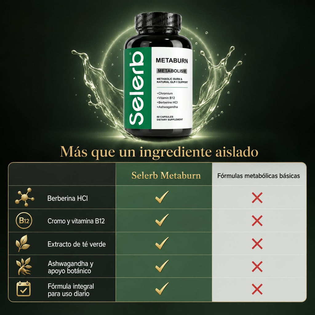 SELERB METABURN - Apoyo para tu Metabolismo, Digestión y Energía Diaria que te Ayuda a Adelgazar - 60 Cápsulas