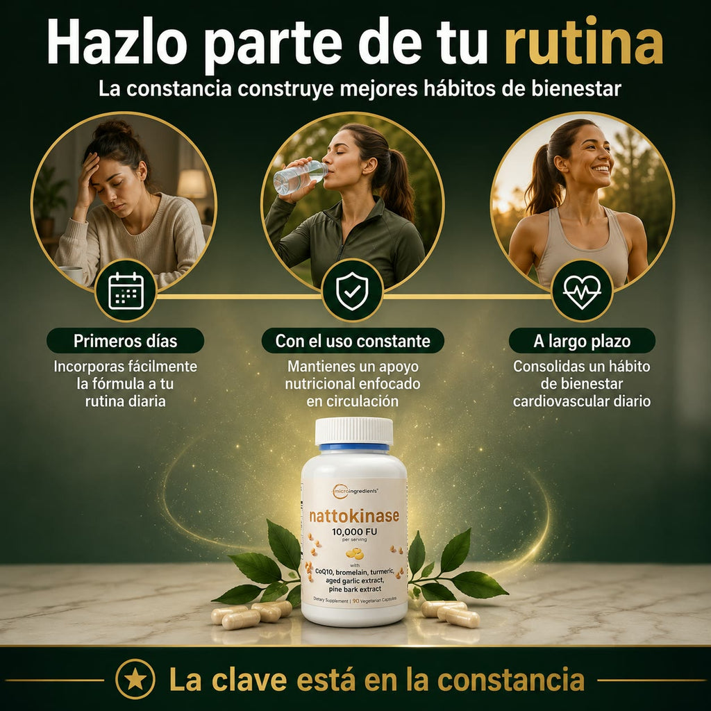 NATTOKINASE 10,000 FU - Apoyo Cardiovascular y Circulación Saludable con CoQ10, Cúrcuma y Ajo Envejecido - 90 Cápsulas